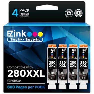 Imagem de E-Z Ink (TM) Cartucho de tinta de substituição compatível para Canon PGI-280XXL PGI 280 XXL para PIXMA TR7520 TR8520 TS6120 TS6220 TS8120 TS8220 TS9120 TS9520 TS9521C (4 PGBK)