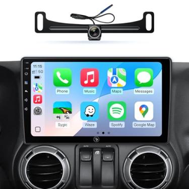 Imagem de Rádio automotivo de 10,2 polegadas para Jeep Wrangler JK Compass Grand Cherokee Dodge Ram Upgrade estéreo sem fio CarPlay Android Auto Touch Screen/Android13/Bluetooth/Navegação GPS/Câmera de backup