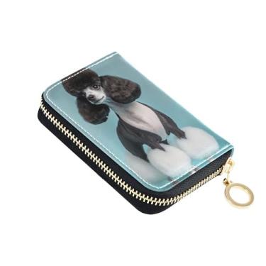 Imagem de Carteira feminina com zíper pequena com porta-cartões, bloqueio de RFID, chique, poodle, arte de cachorro, carteira com zíper e bolsa para moedas