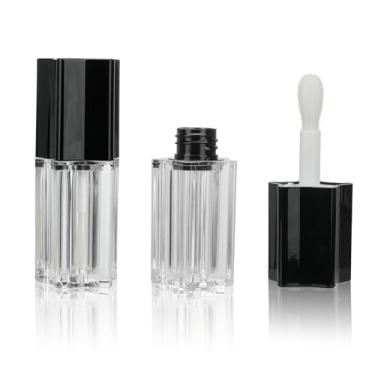 Imagem de COSIDEA 30 tubos de brilho labial em formato de estrela preta de 5 ml para recipientes de brilho labial DIY com pincel grosso