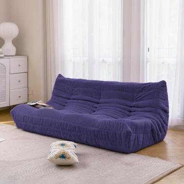 Imagem de N&V Sofá Fireside de três lugares, sofá solteiro sem braços de meados do século, poltrona macia premium de veludo cotelê, cadeira de destaque de sofá de espuma para sala de estar, quarto (crepúsculo