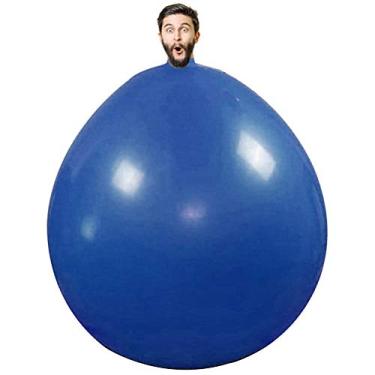 Imagem de Balão Gigante de 72 Polegadas, Balão Humano Gigante, Escalada Redonda Em Balão de Látex Grosso para Decoração de Eventos de Aniversário de Casamento (Azul)