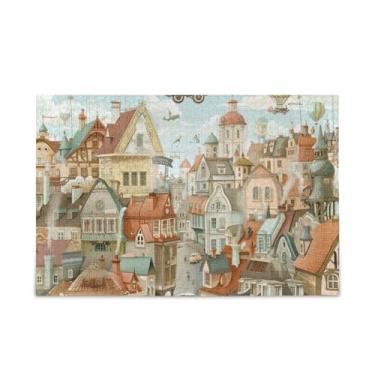 Imagem de Quebra-cabeças de madeira e papel com 500 peças coloridas em tons pastel, com bolsa de armazenamento, quebra-cabeças difíceis para adultos