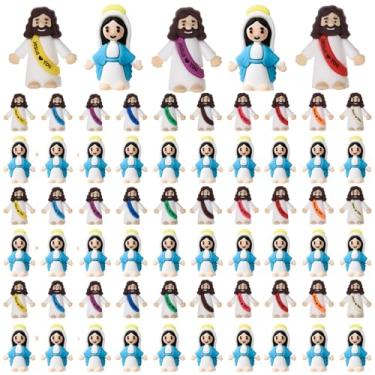Imagem de ARCHCRTC 60 Pcs Mini Jesus Loves You Figurines Tiny Virgin Mary Figurines Little Miniature Religious Christ Savior Figures to Hide and Seek for Sunday Easter Egg Stuffers Gift (Multicolor&Blue)