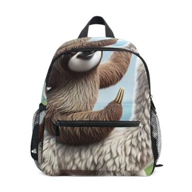 Imagem de GAIGEO Funny Sloth Yoga Llama Kids Backpack with Whistle, Adjustable Chest Strap, Boy Backpack Lightweight & Compact for Ages 3-8