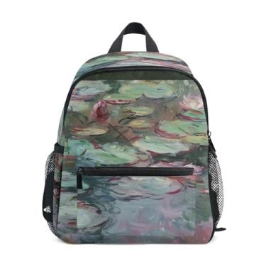 Imagem de GAIGEO Monet Water Lily Kids Mini Backpack Small Girls Backpack with Front Pocket, Safety Whistle for Ages 3-8