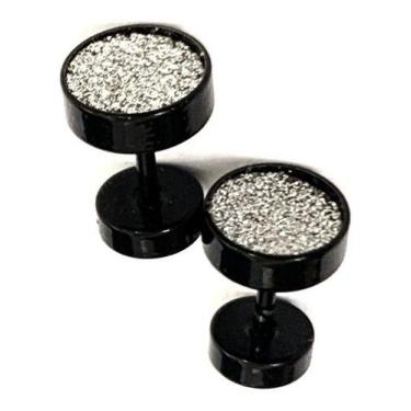 Imagem de Alargador Preto Masculino Aço Brinco Brilho Par - ALRA SEMIJOIAS