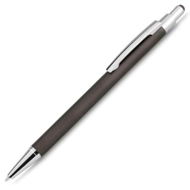 Imagem de Caneta esferográfica de metal escrita em azul, com ponta touch com corpo emborrachado Anotações modernas (Cinza;)