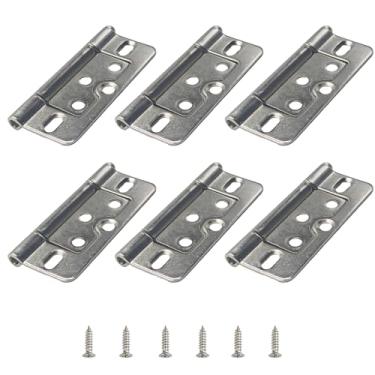 Imagem de AUXBC Dobradiças de porta de ferro de 7,6 cm sem encaixe, dobradiças prateadas, resistentes, lisas para portas de celeiro, porta de armário, porta de garagem, porta da frente, porta francesa, porta de
