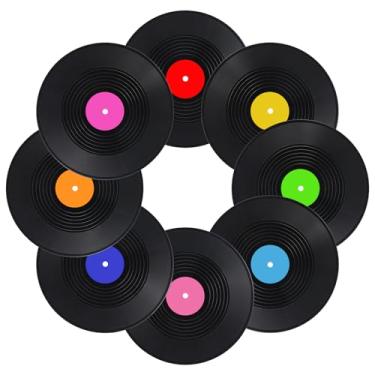 Imagem de Tobeelec 8 peças de discos de vinil em branco de 29 cm, decoração vintage de disco falso, discos de vinil em branco falso para estética de parede, disco retrô para festa de música, decoração de