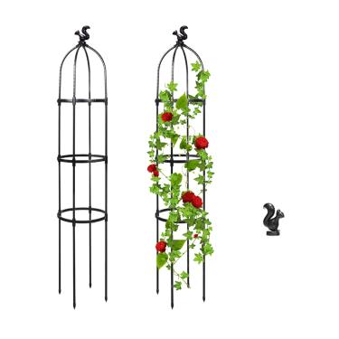 Imagem de YOUTHINK Estrutura de Suporte para Plantas de Jardim, Videira de Escalada de Jardinagem Com Altura Ajustável de 145 Cm Com 3 Cabeças Decorativas para Feijões de Flores, Tomates, Pepino (C)