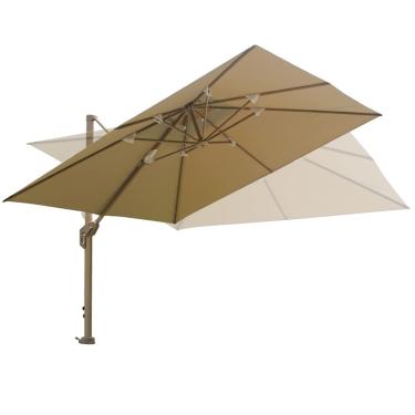 Imagem de LOERSS Guarda-chuva suspenso offset, guarda-chuva de pátio quadrado de luxo de topo duplo, guarda-chuva de sol resistente, guarda-chuva de pátio quadrado de 2,5 m, guarda-chuva cantilever para