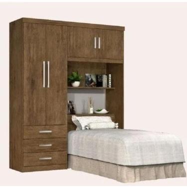 Imagem de Guarda Roupa 4 Portas Dormitório Com Cabeceira Modulado Cancun - Mega 