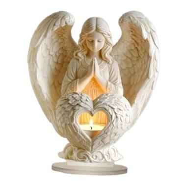 Imagem de Fenteer Anjo plano 2D para decoração de mesa, peça central estética e criativa para armário, estante ou sala de estar.