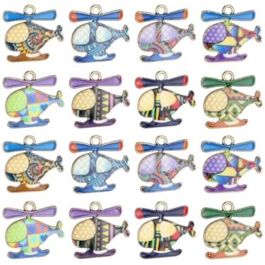 Imagem de SUNNYCLUE 1 caixa com 40 pingentes de helicóptero, amuletos de veículos de transporte a granel, liga esmaltada, mini pequena viagem, avião, avião, avião, pingentes para fazer joias, brincos, colar