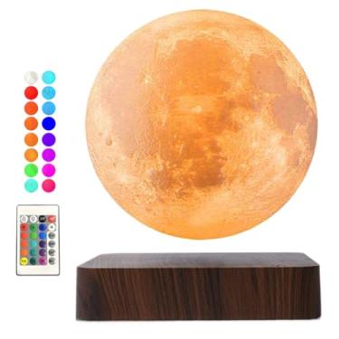 Imagem de Lâmpada levitante, lâmpada lunar de levitação magnética, luz noturna, lua 3D flutuante com controle remoto, 16 LEDs que mudam de cor, decoração lunar realista para quarto, quarto de crianças