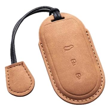 Imagem de Capa de couro artesanal para chave de carro, compatível com aito m5 m7 2022 m9 2024, 3 botões, chave remota de carro, capa de couro de camurça(A6)