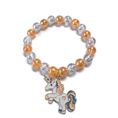 Imagem de Pulseiras de unicórnio com contas arco-íris para crianças, adolescentes, lembrancinhas de festa para meninas, One Size, Cristal, Sem Pedra Preciosa
