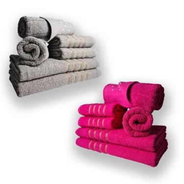 Imagem de Jogo De Toalhas 12pcs - 4 Banhos 4 Rosto 4 Tapetes Cz+rs