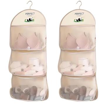 Imagem de Bolsa de armazenamento de roupas íntimas e meias, 2 peças de 76 x 30 cm, 3 camadas, sacos de armazenamento de poliéster para casa e viagem (grande)