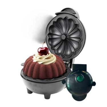 Imagem de Máquina Elétrica Antiaderente Portátil - Mini Forma para Assar Bolo, Bolinho, Cake e Quiche, Prática para Casa e Festas, Fácil de Usar e Limpar (Preta)