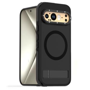 Imagem de Capa transparente para Google Pixel 9/9 Pro/9 Pro XL, capa fina com suporte dobrável com lente fosca com proteção contra quedas