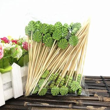 Imagem de 100 Pacotes de Palitos para Cocktail Fruta Bambu Premium Superfície Lisa Padrões Bonitos Frutas Aperitivos Bebidas Fornecimentos Casamento Aniversário