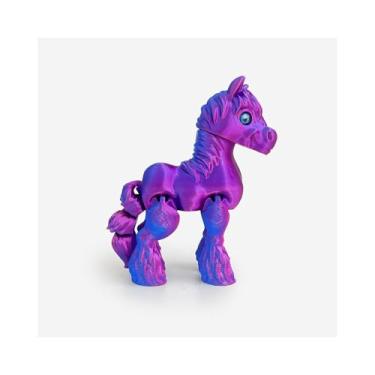 Imagem de Estatueta colecionável de cavalo roxo gradiente impresso em 3D para decoração de mesa executiva de escritório doméstico