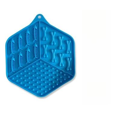 Imagem de Comedouro Ventosa Tapete De Lamber Para Cães E Gatos Pet Pequenos Comedor Interativo cachorros(Azul)