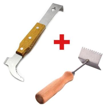 Imagem de Kit Apicultura Formão Inox + Limpador de Tela excluidora - ARBORETHO