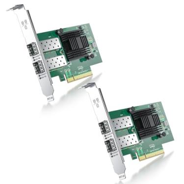 Imagem de Placa de rede PCI-E de 10 Gb compatível com Intel X520-DA2 (Intel E10G42BTDA), porta dupla SFP+, com controlador 82599EN, adaptador PCI Express 10G compatível com Windows, Linux, Vmware, pacote com 2
