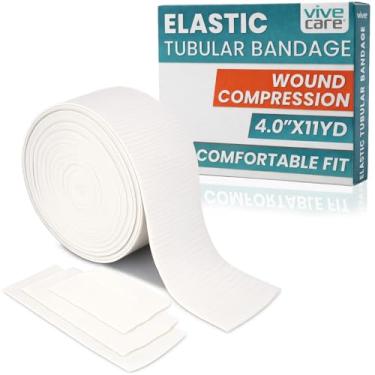 Imagem de Vive Care Bandagem Tubular Elástica Vive -(4,0" X 33 Pés) Tubo de Meia para Braços e Pernas - Manga de Compressão de Algodão Elástico para Tratamento de Feridas - Gaze de Tubo de Malha de Tecido Para