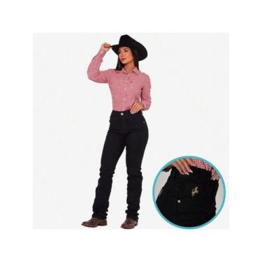 Imagem de Calça Country de Rodeio Feminina Cintura Alta Com Lycra - AUDAX, Preto