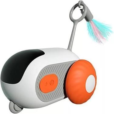 Imagem de Carrinho Interativo Para Gatos Brinquedo Inteligente Com Sensor Infravermelho, Controle Remoto, Auto-Endireitar, Rodas Removíveis, Carregamento USB-C - Laranja