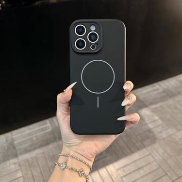 Imagem de IRTGFG Capa magnética de silicone líquido com botão de controle de câmera para iPhone 16E (para iPhone 16E/preto)