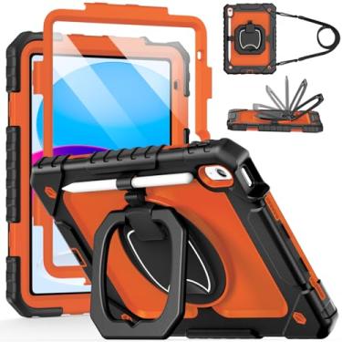 Imagem de Cantis Capa para iPad (A16) 11ª/10ª geração 11/10,9 polegadas 2025/2022, capa à prova de choque para iPad 11 com protetor de tela/suporte giratório/alça de ombro ajustável/suporte para caneta, preto +