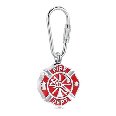 Imagem de mingkejw Colar de urna de bombeiro para cinzas, joia de cremação, aço inoxidável, bombeiro, pingente de bombeiro, colar memorial para cinzas, joia de lembrança humana, joia para entes queridos com