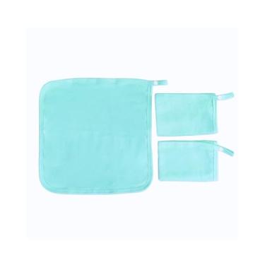 Imagem de Kit Pano de Boca Bebê em Malha, 3 Peças, 100% Algodão, 30x30cm, com Prendedor de Chupeta (Diversas Cores) (Verde)