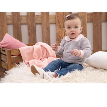 Imagem de Conjunto Blusa Pelo Bebê Menina Calça Jeans Paraiso Rf 14650, Cinza, G