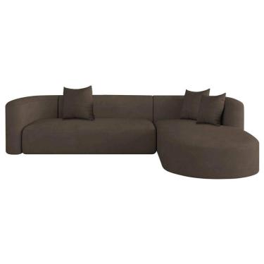 Imagem de Sofá Modular Celinne Luxuoso Sala De Estar Decoração Luxo 265cm Suede Cor Marrom
