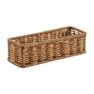 Imagem de Wswqop Cesto Organizador com Efeito Rattan, Bandeja para Perfumes, Retangular, Estilo Vintage, para Quarto, Casa, Bar, Mesa de Centro, S, Tamanho real