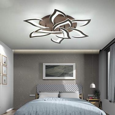 Imagem de Luminária de teto LED moderna para sala de estar, com intensidade ajustável e controle remoto. Design criativo em metal e acrílico. Ideal para hall de entrada, banheiro, sala de jantar, escr