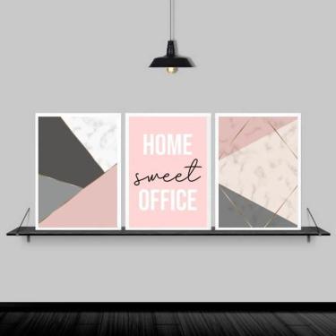 Imagem de Kit Quadros Home Office Feminino Rosa 24X18Cm 3 Peças