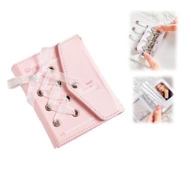 Imagem de Álbum de fotos de couro, gravata borboleta de renda, caixa de armazenamento de photocard, mini álbum de fotos, armazenamento de fichário retangular de plástico PP, para câmeras digitais de impressão