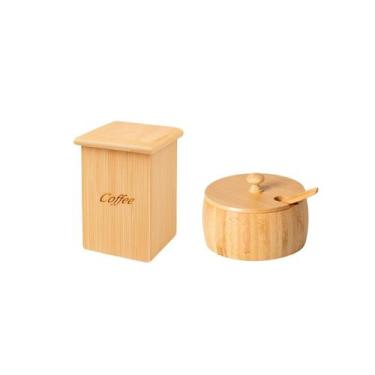 Imagem de Açucareiro e Pote Cafe Tampa Bambu Natural Porta Mantimentos - PARAMOU