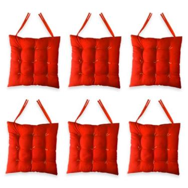 Imagem de Kit com 6 Assentos Futon 40x40cm - Almofadas para Cadeira de Jantar, Pallet e Bancos, Confortáveis e Duráveis, Versáteis para Casa e Eventos (Vermelho)