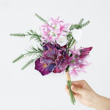Imagem de DODXIAOBEUL Flores artificiais falsas plantas 33 cm buquê de flores artificiais flores íris artificiais para arranjos de mesa centro de mesa festa e casamento e decoração de casa, roxo