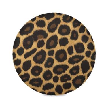 Imagem de STAYTOP Jogo americano redondo com estampa de pele de leopardo, 4 peças, tapetes de mesa antiderrapantes fáceis de limpar para decoração de mesa de festa e churrasco