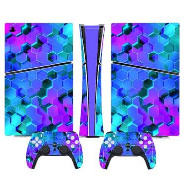 Imagem de Skin Wrap Compatible with PS5 Slim Digital, Vinyl Decal Protective Game Sticker Cover for Wireless Console & Controller (Blue Design)