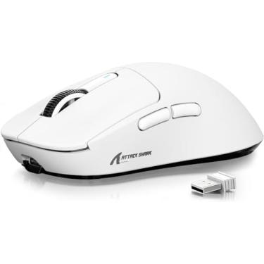 Imagem de Mouse sem fio para jogos X3, mouse ergonômico de 49 g, modo triplo, sensor óptico PAW3395 de 26K DPI, bateria com duração de 200 horas, botões programáveis ​​para PC (branco)
